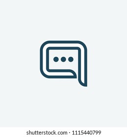 Logo concept of chat, media, dialogue script, popup, spam, profile, communication, contact, social network. Support service, messenger. Message icon. Vector modern logotype design speech bubble.