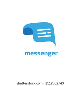 Logo concept of chat, media, dialogue script, popup, spam, profile, software, communication, contact, social network. Support service, messenger. Message icon. Vector logotype design speech bubble.