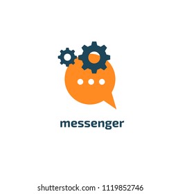 Logo concept of chat, media, dialogue script, popup, spam, profile, software, communication, contact, social network. Support service, messenger. Message icon. Vector logotype design speech bubble.