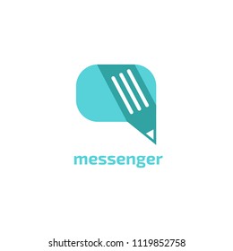 Logo concept of chat, media, dialogue script, popup, spam, profile, software, communication, contact, social network. Support service, messenger. Message icon. Vector logotype design speech bubble.