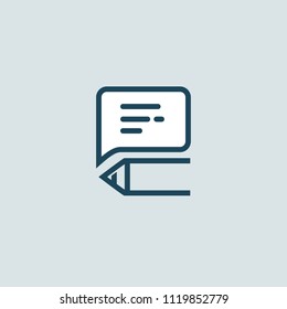Logo concept of chat, media, dialogue script, popup, spam, profile, software, communication, contact, social network. Support service, messenger. Message icon. Vector logotype design speech bubble.