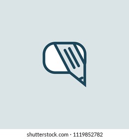 Logo concept of chat, media, dialogue script, popup, spam, profile, software, communication, contact, social network. Support service, messenger. Message icon. Vector logotype design speech bubble.