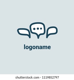 Logo concept of chat, media, dialogue script, popup, spam, profile, software, communication, contact, social network. Support service, messenger. Message icon. Vector logotype design speech bubble.