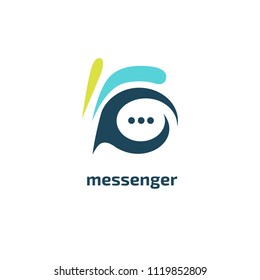 Logo concept of chat, media, dialogue script, popup, spam, profile, software, communication, contact, social network. Support service, messenger. Message icon. Vector logotype design speech bubble.