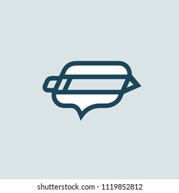 Logo concept of chat, media, dialogue script, popup, spam, profile, software, communication, contact, social network. Support service, messenger. Message icon. Vector logotype design speech bubble.