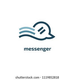 Logo concept of chat, media, dialogue script, popup, spam, profile, software, communication, contact, social network. Support service, messenger. Message icon. Vector logotype design speech bubble.