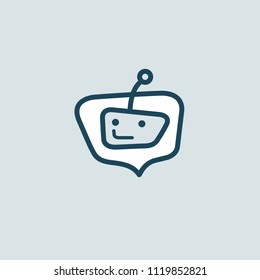Logo concept of chat, media, dialogue script, popup, spam, profile, software, communication, contact, social network. Support service, messenger. Message icon. Vector logotype design speech bubble.