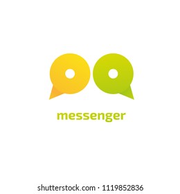 Logo concept of chat, media, dialogue script, popup, spam, profile, software, communication, contact, social network. Support service, messenger. Message icon. Vector logotype design speech bubble.