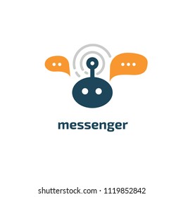 Logo concept of chat, media, dialogue script, popup, spam, profile, software, communication, contact, social network. Support service, messenger. Message icon. Vector logotype design speech bubble.