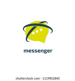 Logo concept of chat, media, dialogue script, popup, spam, profile, software, communication, contact, social network. Support service, messenger. Message icon. Vector logotype design speech bubble.