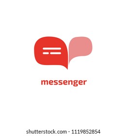Logo concept of chat, media, dialogue script, popup, spam, profile, software, communication, contact, social network. Support service, messenger. Message icon. Vector logotype design speech bubble.