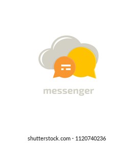 Logo concept of chat, media, dialogue script, popup, spam, profile, software, communication, contact, social network. Support service, messenger. Message icon. Vector logotype design speech bubble.