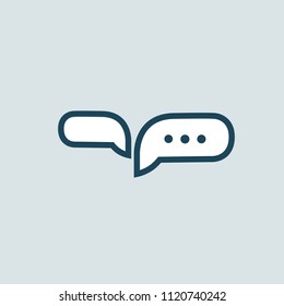 Logo concept of chat, media, dialogue script, popup, spam, profile, software, communication, contact, social network. Support service, messenger. Message icon. Vector logotype design speech bubble.