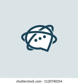 Logo concept of chat, media, dialogue script, popup, spam, profile, software, communication, contact, social network. Support service, messenger. Message icon. Vector logotype design speech bubble.