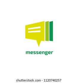 Logo concept of chat, media, dialogue script, popup, spam, profile, software, communication, contact, social network. Support service, messenger. Message icon. Vector logotype design speech bubble.