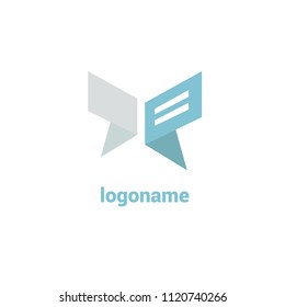 Logo concept of chat, media, dialogue script, popup, spam, profile, software, communication, contact, social network. Support service, messenger. Message icon. Vector logotype design speech bubble.