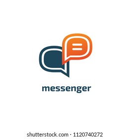 Logo concept of chat, media, dialogue script, popup, spam, profile, software, communication, contact, social network. Support service, messenger. Message icon. Vector logotype design speech bubble.
