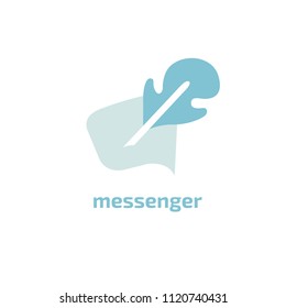Logo concept of chat, media, dialogue script, popup, spam, profile, software, communication, contact, social network. Support service, messenger. Message icon. Vector logotype design speech bubble.
