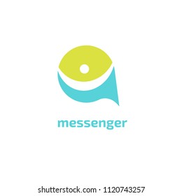 Logo concept of chat, media, dialogue script, popup, spam, profile, software, communication, contact, social network. Support service, messenger. Message icon. Vector logotype design speech bubble.