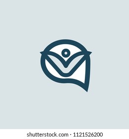 Logo concept of chat, media, dialogue script, popup, spam, profile, software, communication, contact, social network. Support service, messenger. Message icon. Vector logotype design speech bubble.
