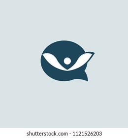 Logo concept of chat, media, dialogue script, popup, spam, profile, software, communication, contact, social network. Support service, messenger. Message icon. Vector logotype design speech bubble.