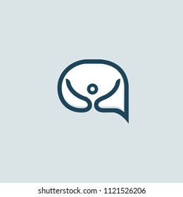 Logo concept of chat, media, dialogue script, popup, spam, profile, software, communication, contact, social network. Support service, messenger. Message icon. Vector logotype design speech bubble.