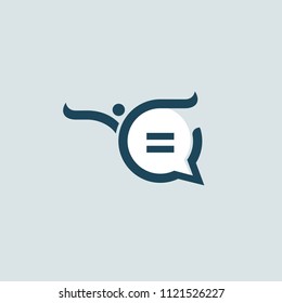 Logo concept of chat, media, dialogue script, popup, spam, profile, software, communication, contact, social network. Support service, messenger. Message icon. Vector logotype design speech bubble.