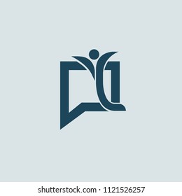 Logo concept of chat, media, dialogue script, popup, spam, profile, software, communication, contact, social network. Support service, messenger. Message icon. Vector logotype design speech bubble.