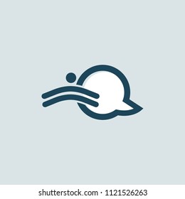 Logo concept of chat, media, dialogue script, popup, spam, profile, software, communication, contact, social network. Support service, messenger. Message icon. Vector logotype design speech bubble.