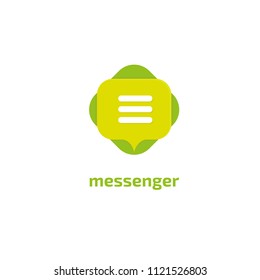 Logo concept of chat, media, dialogue script, popup, spam, profile, software, communication, contact, social network. Support service, messenger. Message icon. Vector logotype design speech bubble.