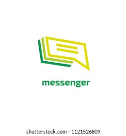 Logo concept of chat, media, dialogue script, popup, spam, profile, software, communication, contact, social network. Support service, messenger. Message icon. Vector logotype design speech bubble.