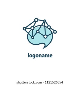 Logo concept of chat, media, dialogue script, popup, spam, profile, software, communication, contact, social network. Support service, messenger. Message icon. Vector logotype design speech bubble.