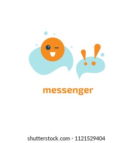 Logo concept of chat, media, dialogue script, popup, spam, profile, software, communication, contact, social network. Support service, messenger. Message icon. Vector logotype design speech bubble.
