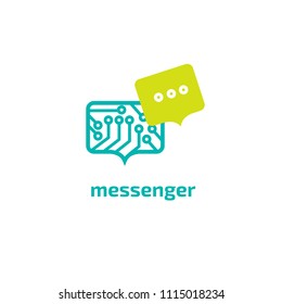 Logo concept of chat, media, soft, dialogue script, popup, spam, profile, software, communication, contact, social network. Support service, messenger. Message icon. 