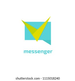Logo concept of chat, media, soft, dialogue script, popup, spam, profile, software, communication, contact, social network. Support service, messenger. Message icon. 