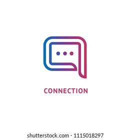 Logo concept of chat, media, soft, dialogue script, popup, spam, profile, software, communication, contact, social network. Support service, messenger. Message icon. 