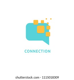 Logo concept of chat, media, soft, dialogue script, popup, spam, profile, software, communication, contact, social network. Support service, messenger. Message icon. 