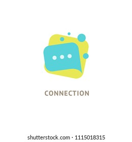 Logo concept of chat, media, soft, dialogue script, popup, spam, profile, software, communication, contact, social network. Support service, messenger. Message icon. 