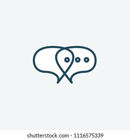 Logo concept of chat, media, soft, dialogue script, popup, spam, profile, software, communication, contact, social network. Support service, messenger. Message icon. Vector illustration speech bubble.