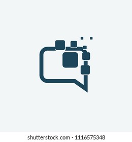 Logo concept of chat, media, soft, dialogue script, popup, spam, profile, software, communication, contact, social network. Support service, messenger. Message icon. Vector illustration speech bubble.