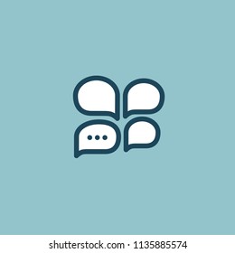 Logo concept of chat, media, soft, dialogue script, popup, spam, profile, software, communication, contact, social network. Support service, messenger. Message icon. Logotype design speech bubble.