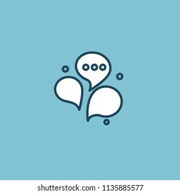 Logo concept of chat, media, soft, dialogue script, popup, spam, profile, software, communication, contact, social network. Support service, messenger. Message icon. Logotype design speech bubble.