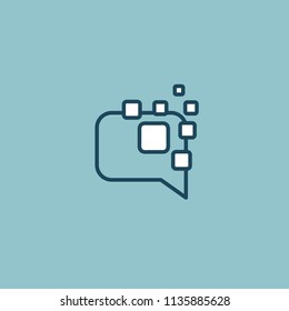 Logo concept of chat, media, soft, dialogue script, popup, spam, profile, software, communication, contact, social network. Support service, messenger. Message icon. Logotype design speech bubble.