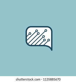 Logo concept of chat, media, soft, dialogue script, popup, spam, profile, software, communication, contact, social network. Support service, messenger. Message icon. Logotype design speech bubble.