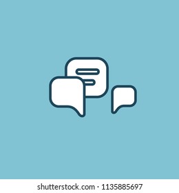 Logo concept of chat, media, soft, dialogue script, popup, spam, profile, software, communication, contact, social network. Support service, messenger. Message icon. Logotype design speech bubble.