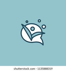 Logo concept of chat, media, soft, dialogue script, popup, spam, profile, software, communication, contact, social network. Support service, messenger. Message icon. Logotype speech bubble and people.