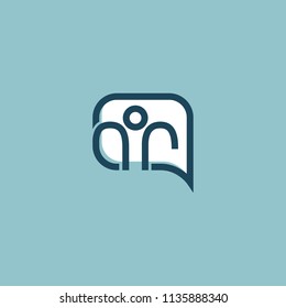 Logo concept of chat, media, soft, dialogue script, popup, spam, profile, software, communication, contact, social network. Support service, messenger. Message icon. Logotype speech bubble and people.