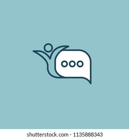 Logo concept of chat, media, soft, dialogue script, popup, spam, profile, software, communication, contact, social network. Support service, messenger. Message icon. Logotype speech bubble and people.