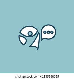Logo concept of chat, media, soft, dialogue script, popup, spam, profile, software, communication, contact, social network. Support service, messenger. Message icon. Logotype speech bubble and people.