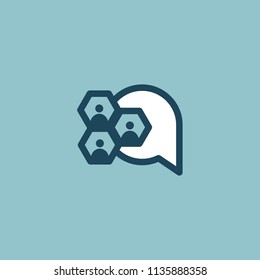 Logo concept of chat, media, soft, dialogue script, popup, spam, profile, software, communication, contact, social network. Support service, messenger. Message icon. Logotype speech bubble and people.